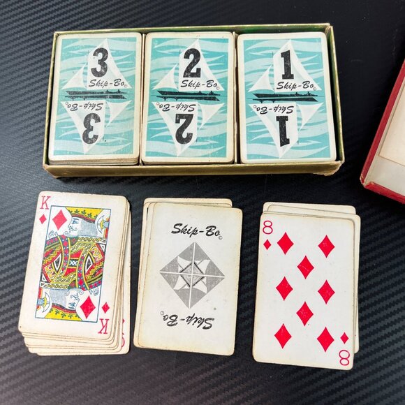 Vintage 1967 Skip-Bo Card Game In Red Velvet Box By Hazel Bowman COMPLETE - Picture 3 of 5